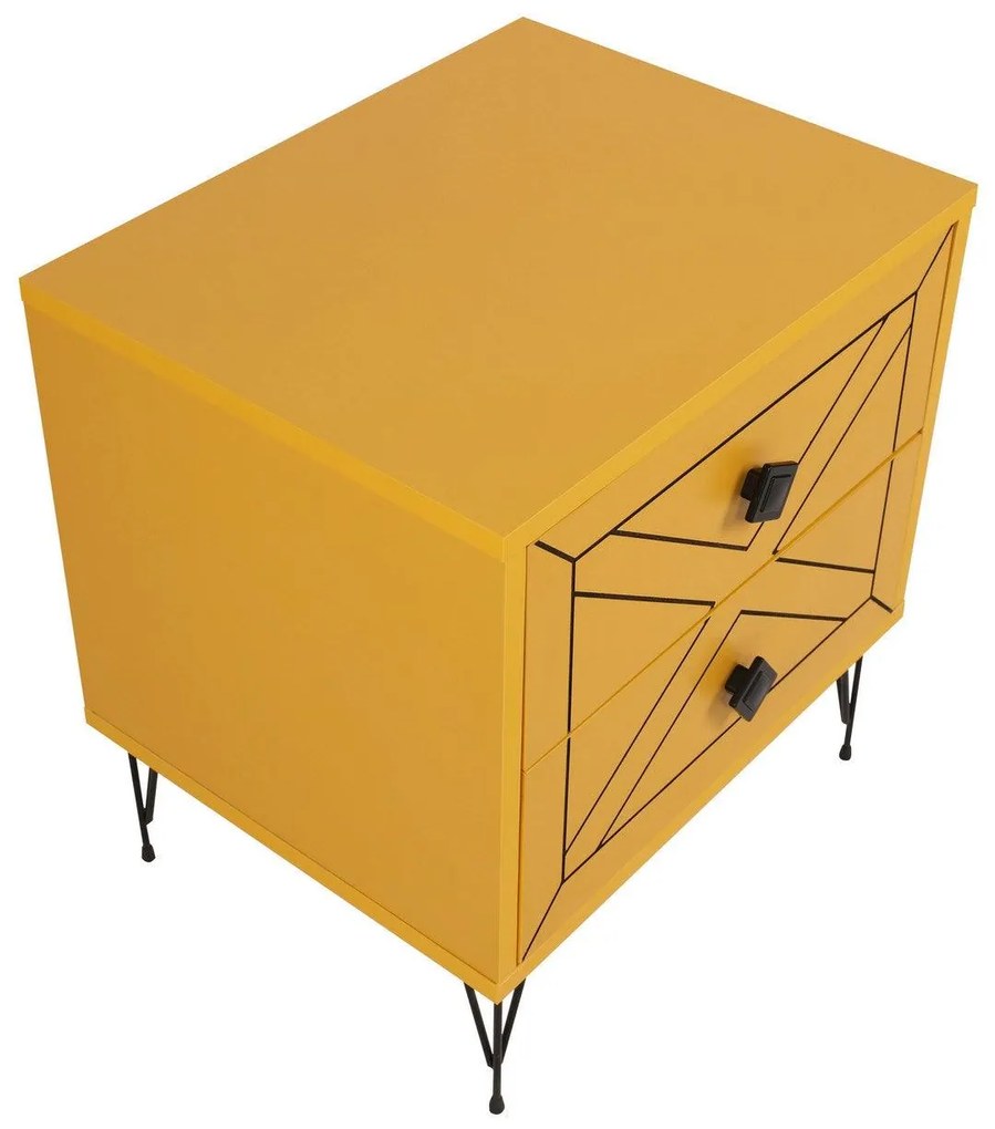 Noptiera Glynn Nightstand, Crem, 40x55x50 cm