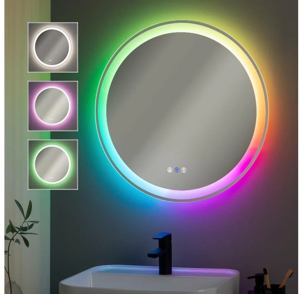 Brilagi - Oglindă încălzită LED RGBW, dimabilă, cu retroiluminare AVA PRO LED/18W/230V, diam. 60 cm, IP44