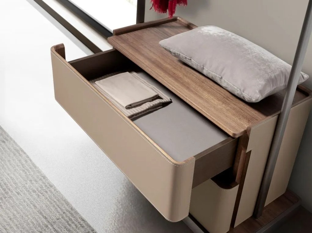 Suport pentru haine bara cu inele si sertare Coat Rack