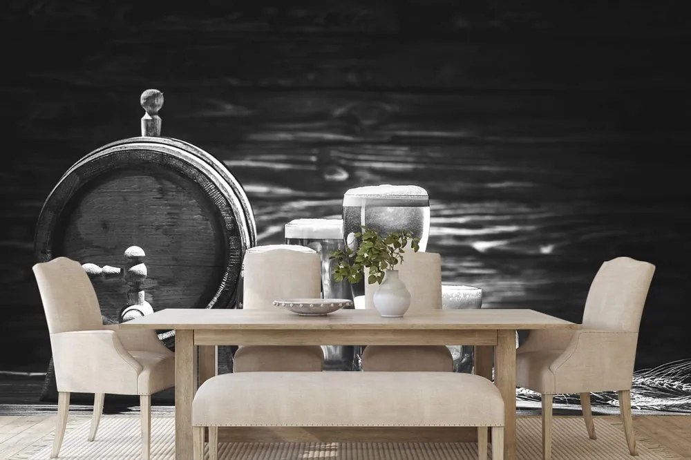 Fototapet festivalul berii în design alb-negru