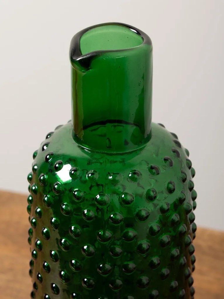 Carafa verde, din sticla, Dotted
