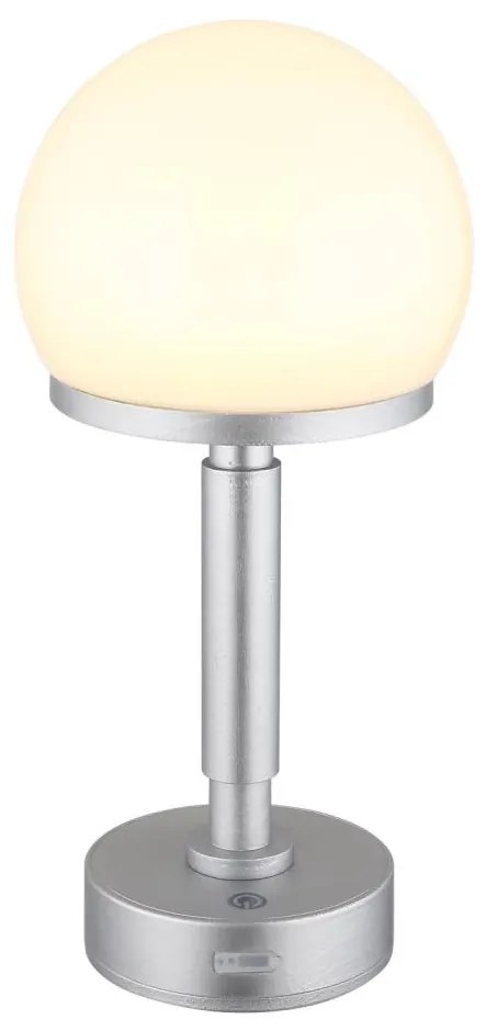 Lampă LED tactilă reîncărcabilă de masă Globo 21034SI HAKU LED/2,5W/5V 2800K argintiu