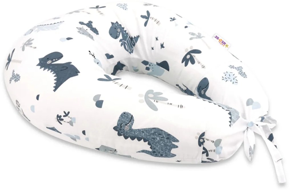 Baby Nellys Bumbac perna de alaptare - Dino, granat