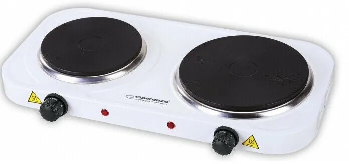 Plita electrica Esperanza Yellowstone EKH007W 2500W 1x 18.8cm + 1x15.5cm Alb