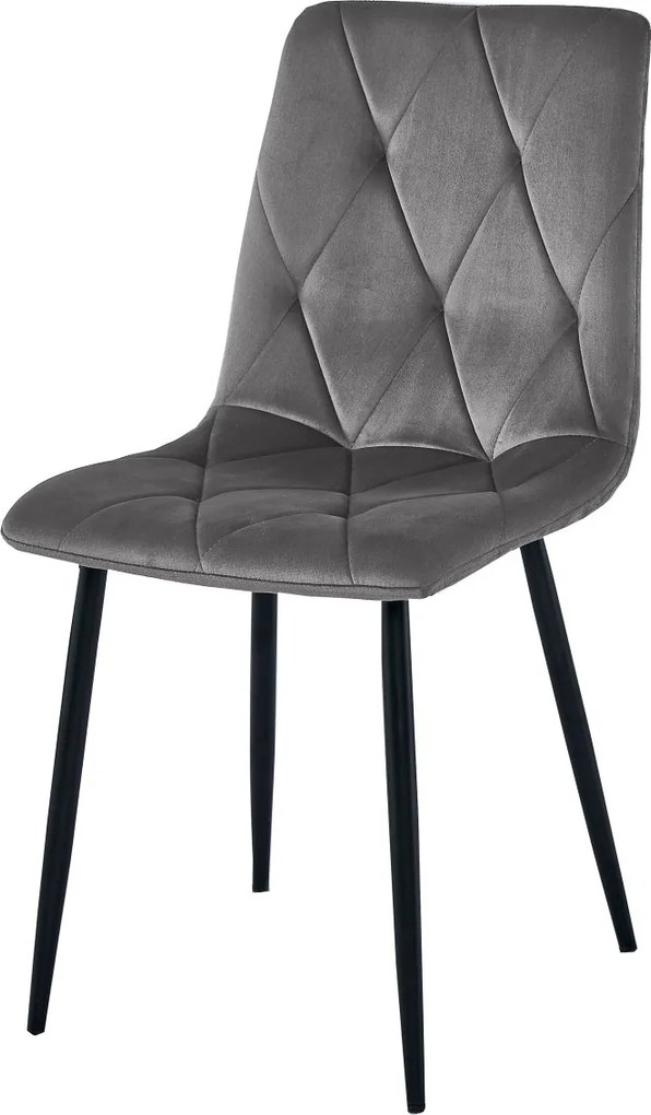 OFERTA Scaun de sufragerie din catifea gri inchis LIBRA cu picioare negre Calitatea a II-a