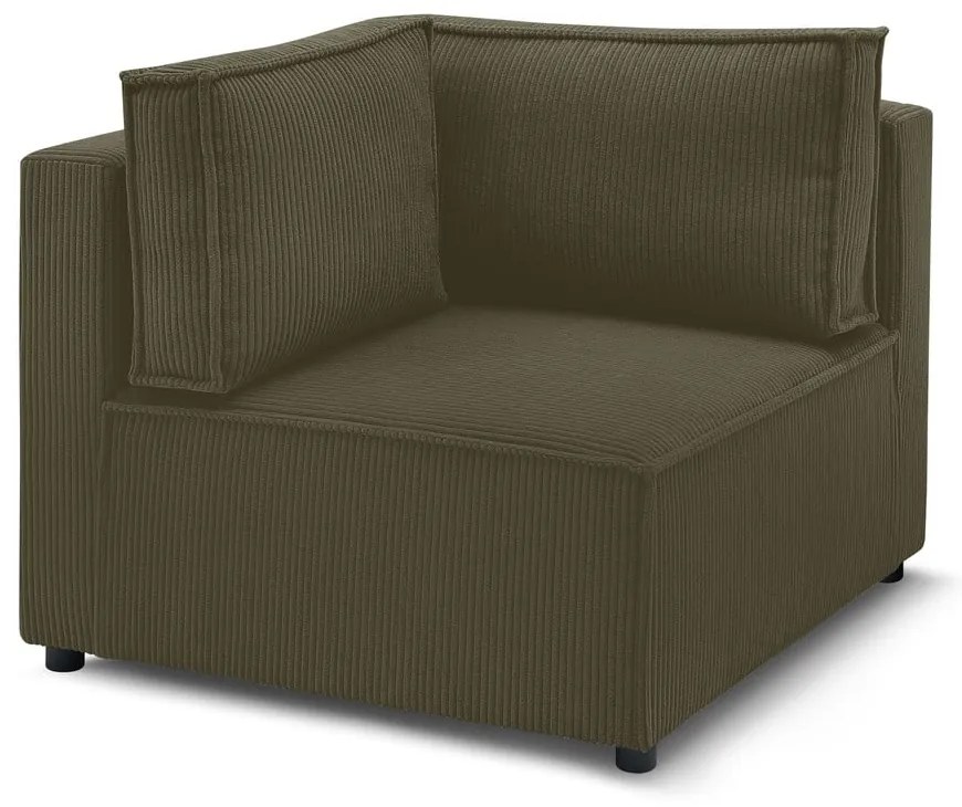 Modul pentru canapea verde deschis cu tapițerie din catifea reiată (cu colț variabil) Nihad modular – Bobochic Paris