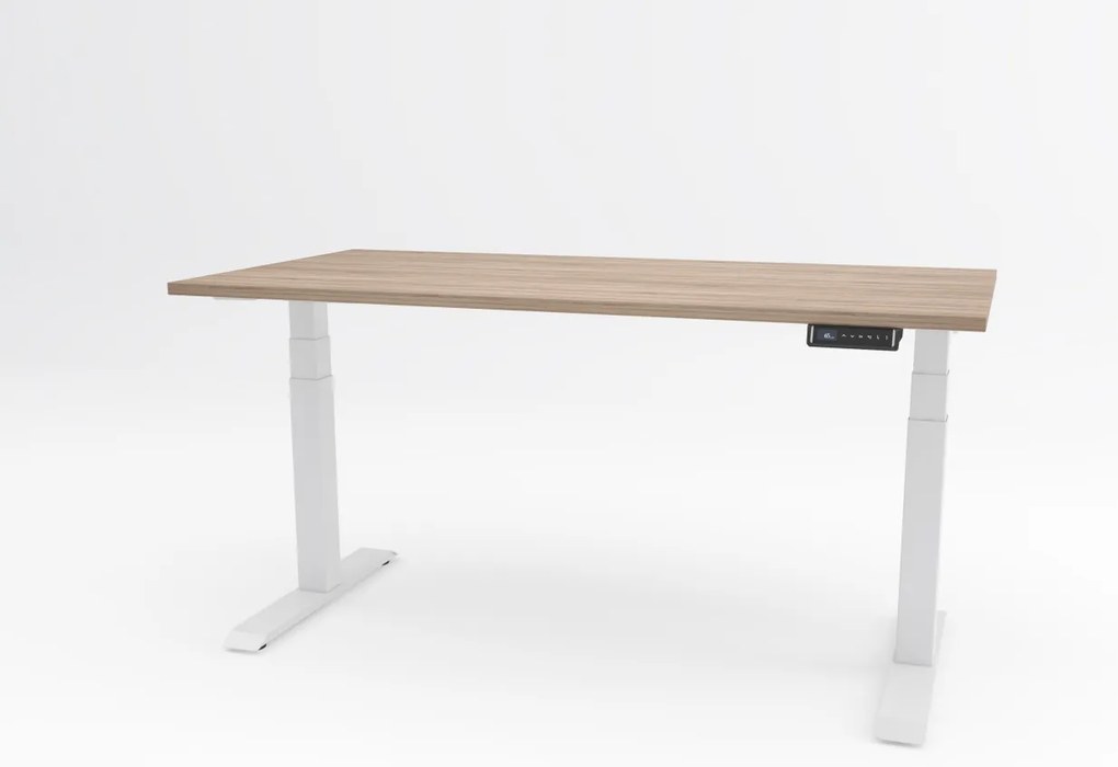 Birou reglabil pe inaltime TerrA8 PRO WHITE - 2 motoare, profil patrat, ALB (Dimensiune blat: 137x67cm, Culoare blat: Alb 25mm)