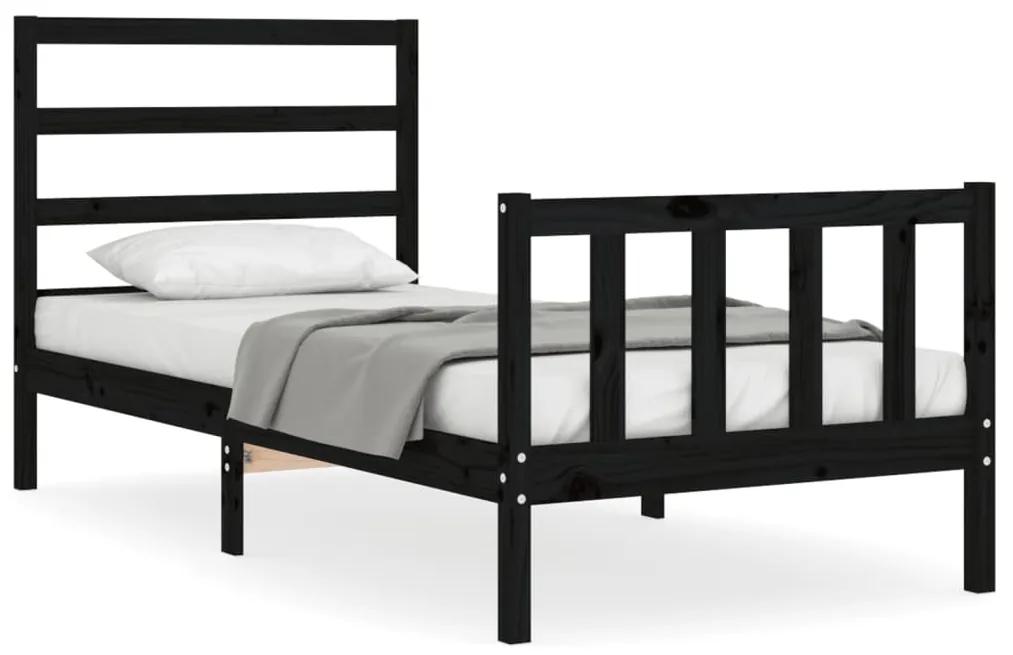 3191895 vidaXL Cadru de pat cu tăblie, negru, 90x200 cm, lemn masiv