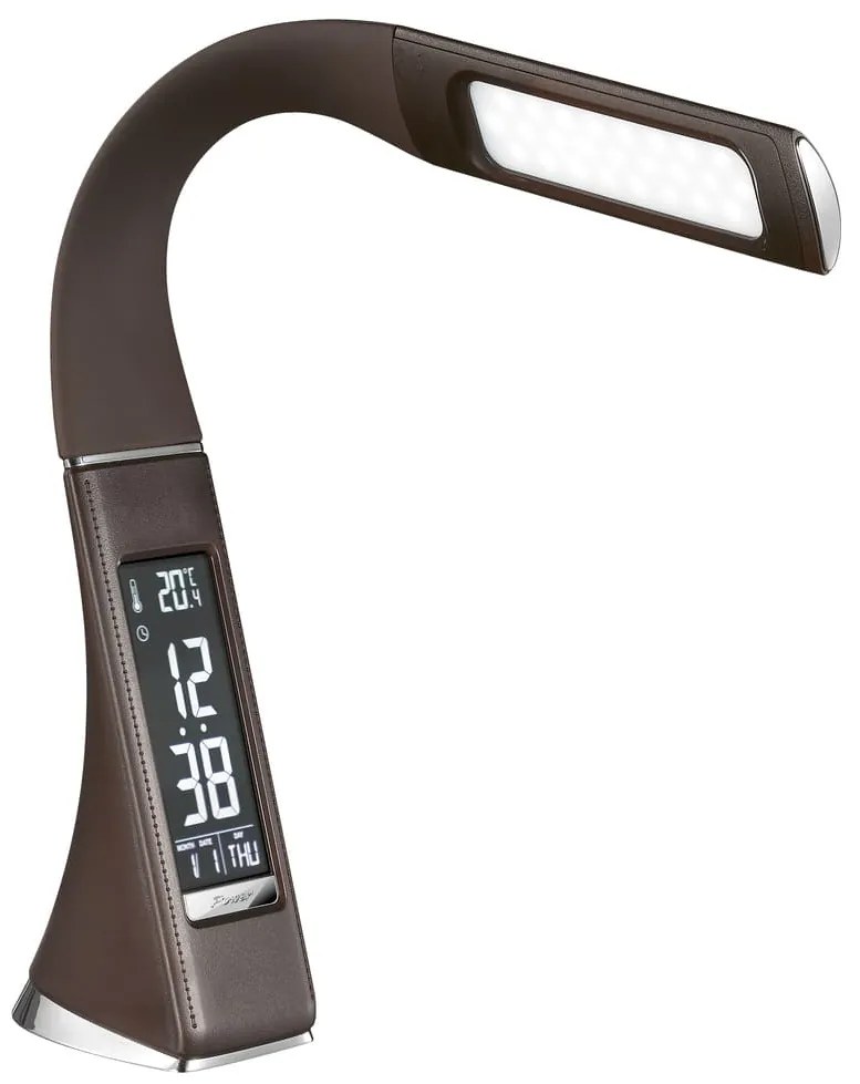 Lampa de masa LED cu display, cap rotativ, maro