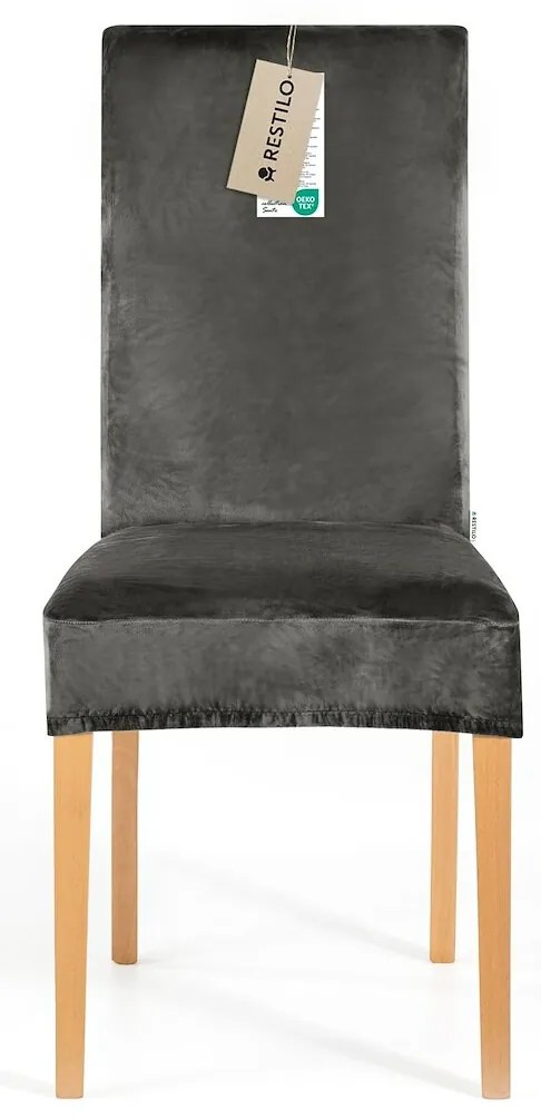 Restilo Husă pentru scaun Sento gri închis, 48 x48 x 58 + 10 cm, set de 4 bucăți