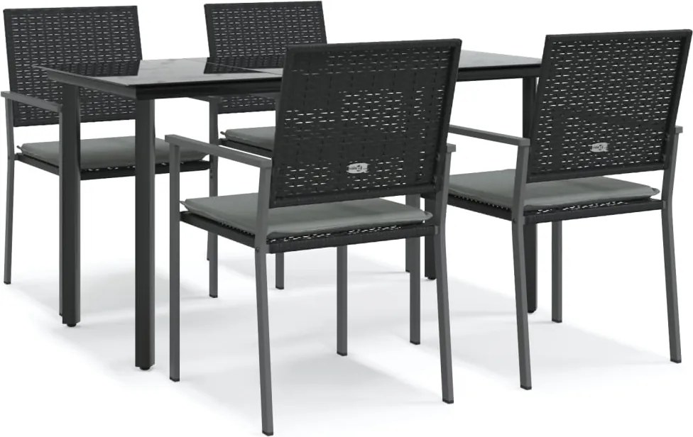 vidaXL Set mobilier de grădină cu perne, 5 piese, poliratan și oțel