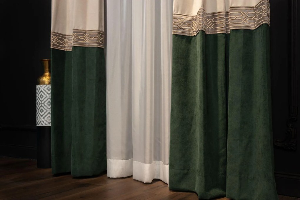 Set Complet Perdea + Draperie pentru fereastra Katarina Verde - 240 cm