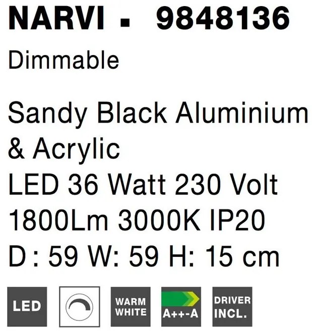 Lustra aplicat LED dimabila design modern NARVI 59x59cm