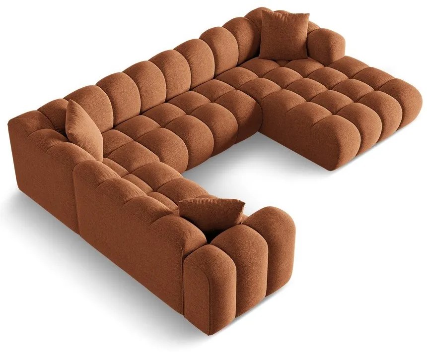 Colțar teracotă cu tapițerie din chenille (cu colț pe partea stângă/în formă de "U") Treno – Cosmopolitan Design