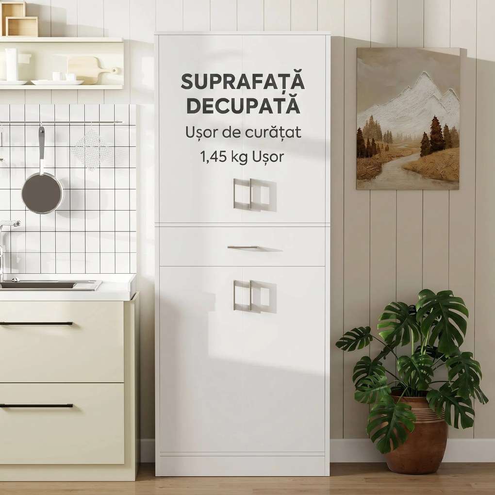 HOMCOM Bufet de Bucătărie cu 2 Corpuri, Sertar și Rafturi Reglabile Alb | Aosom Romania