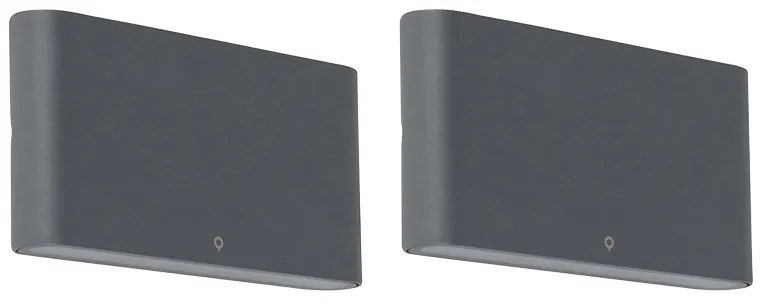 Set de 2 aplice exterioare gri închis 17,5 cm inclusiv LED - Batt