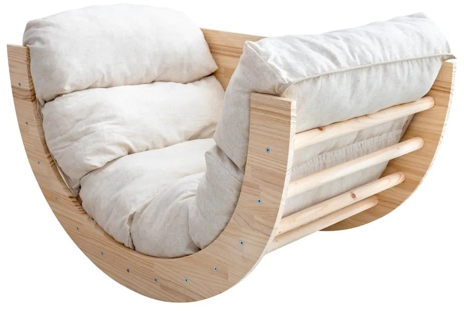 Leagăn în culoare naturală din lemn de pin 60x100x60 cm Montessori – Little Nice Things