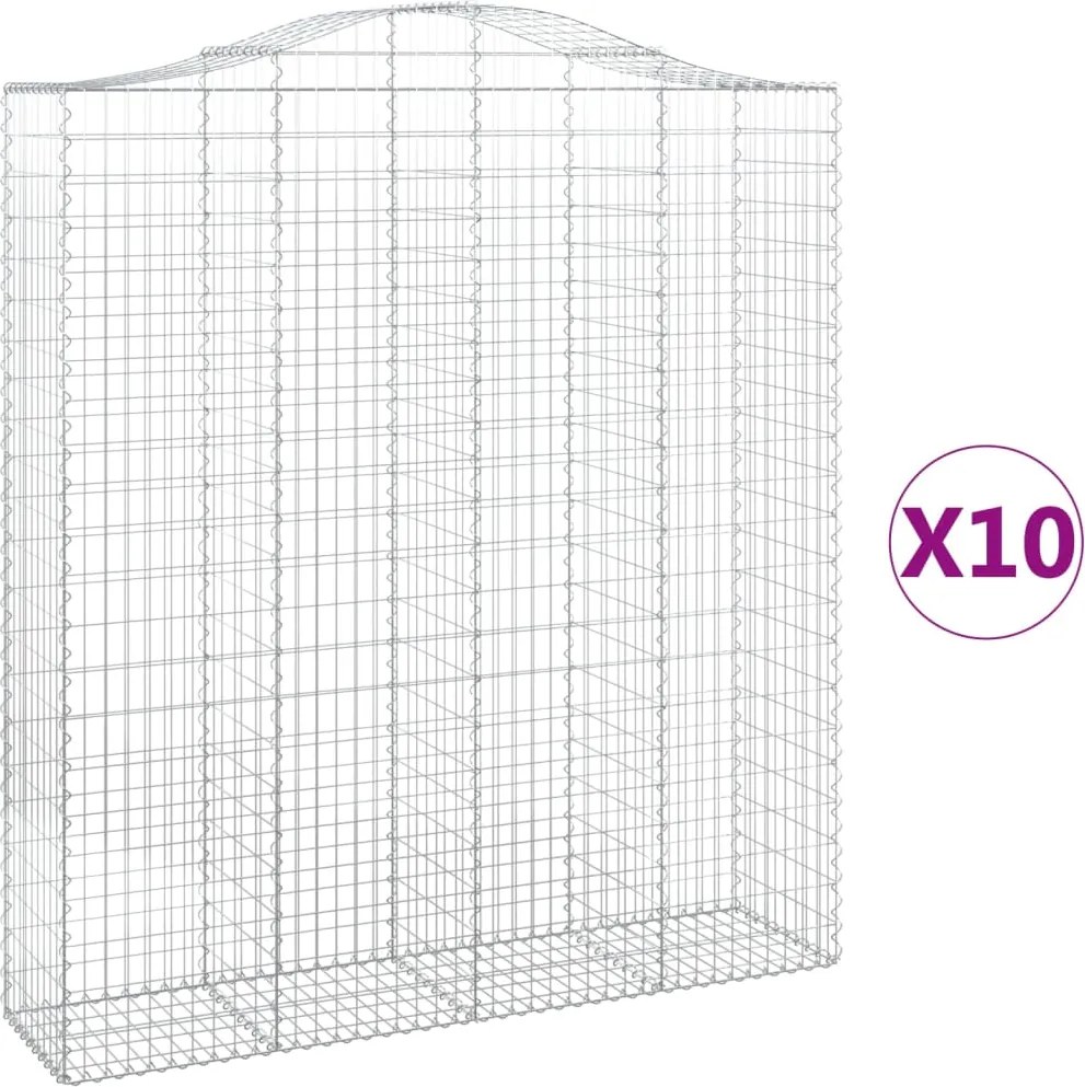 vidaXL Coșuri gabion arcuite, 10 buc 200x50x220/240cm, fier galvanizat