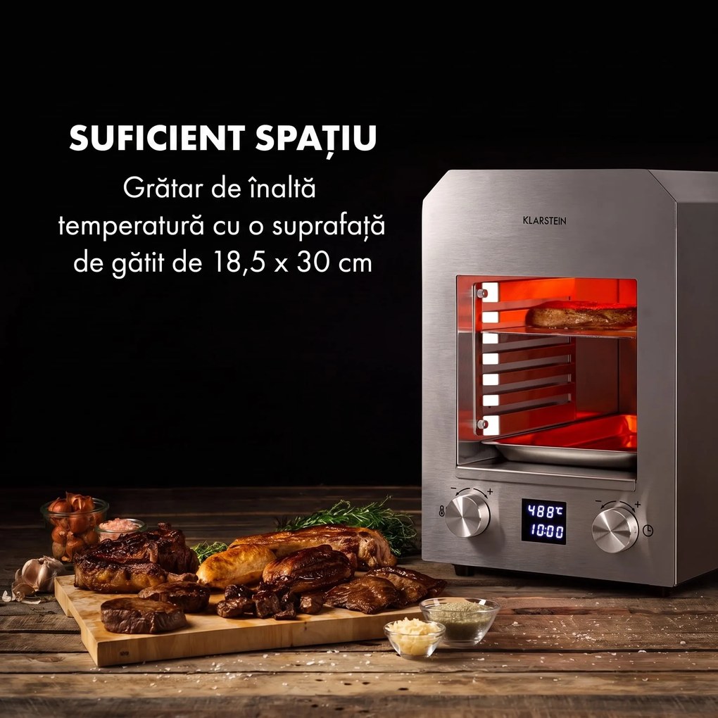 Klarstein Hannibal grătar de înaltă temperatură pentru interior 2.200W 850°C inox argintiu