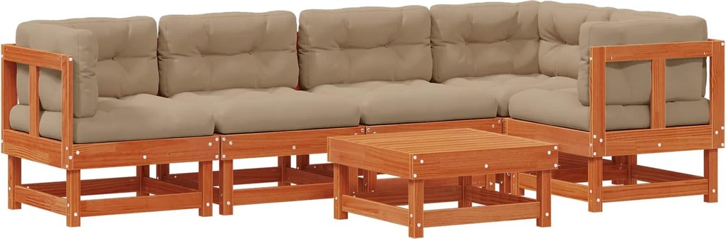 vidaXL Set de lounge pentru grădină 6 pcs Maro Ceară Lemn masiv de pin