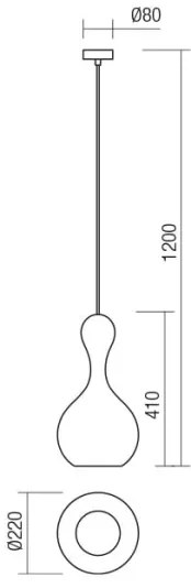 Lustră pe cablu LOB 1xE27/42W/230V d. 22 cm gri Redo 01-2259