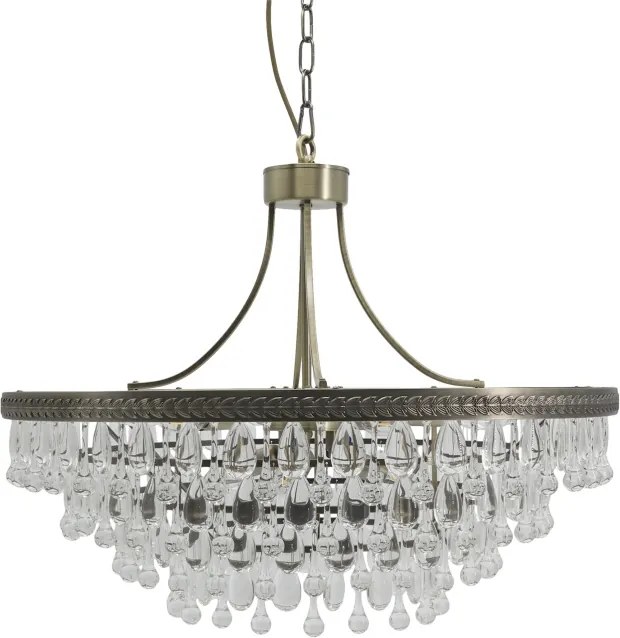 Candelabru din sticlă și alamă antichizată, lucrat manual, cu prisme de cristal, 57x70 cm, „Versailles"