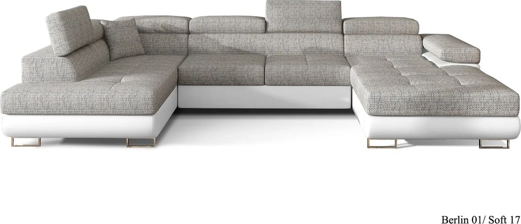 Colțar lemn masiv Formă U Extensibil Roger 345x202cm Personalizabil - Monolith 37 + Monolith 97, Stânga
