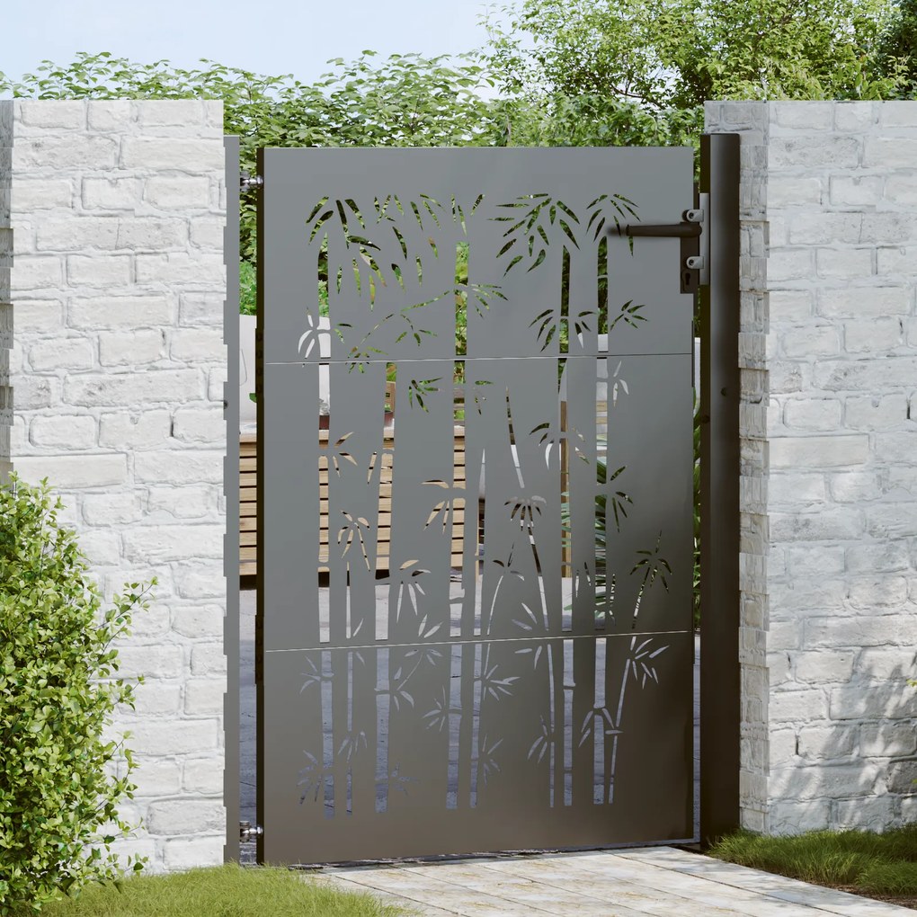 vidaXL Poartă de grădină Negru 105 x 125 cm Oțel vopsit în pulbere