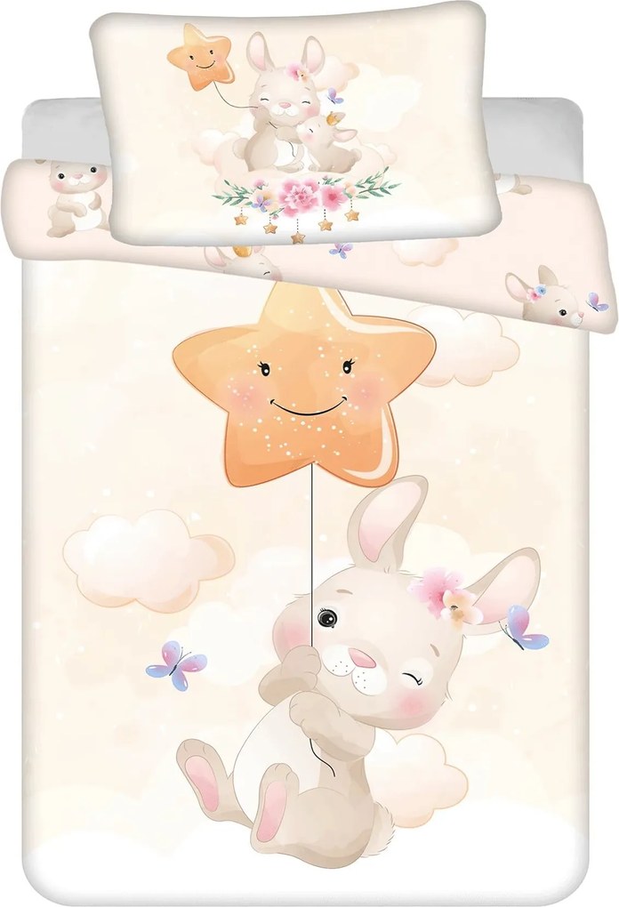 Lenjerie de pat din bumbac pentru patut BUNNY STAR bej Dimensiune lenjerie de pat: 40 x 60 cm | 100 x 135 cm