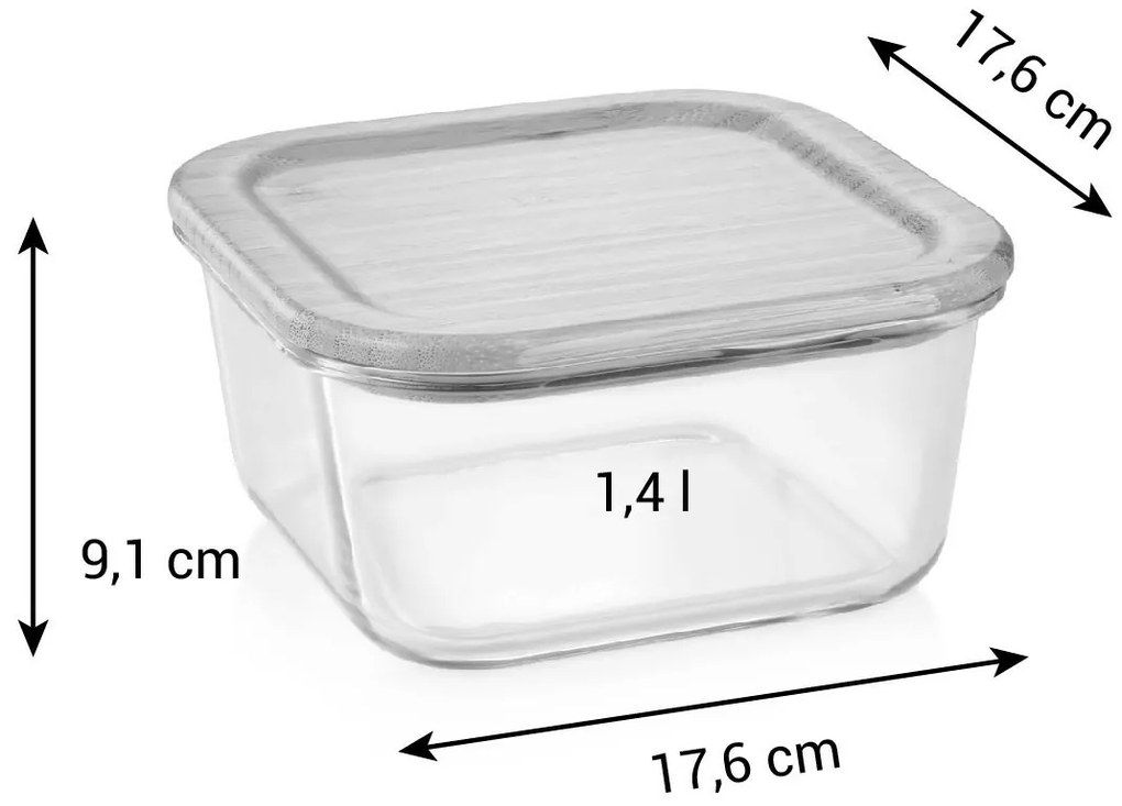 Tescoma Cutie de sticlă ONLINE 1,4 l, pătrată