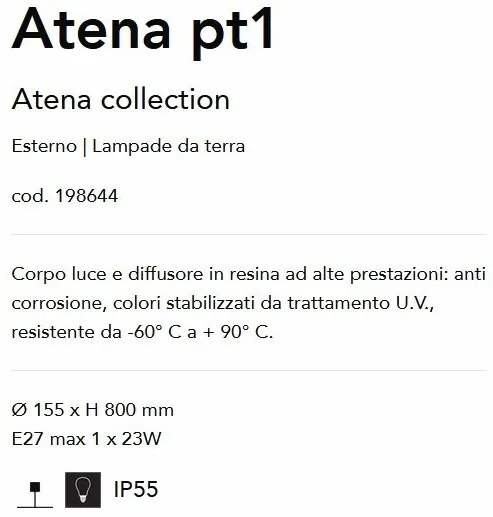 Stalp iluminat exterior modern ATENA PT1 BIANCO