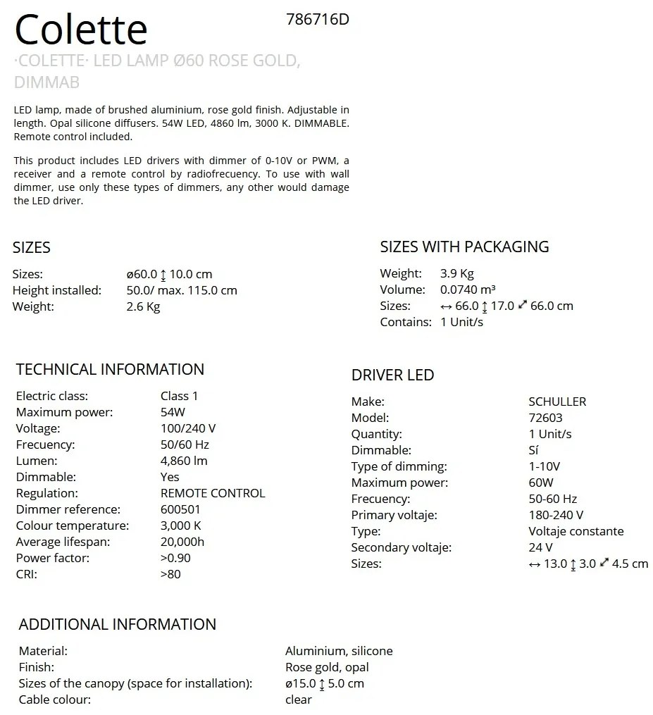 Lustra LED suspendata design ultra-modern, dimabila cu telecomanda, 60cm Colette auriu roze