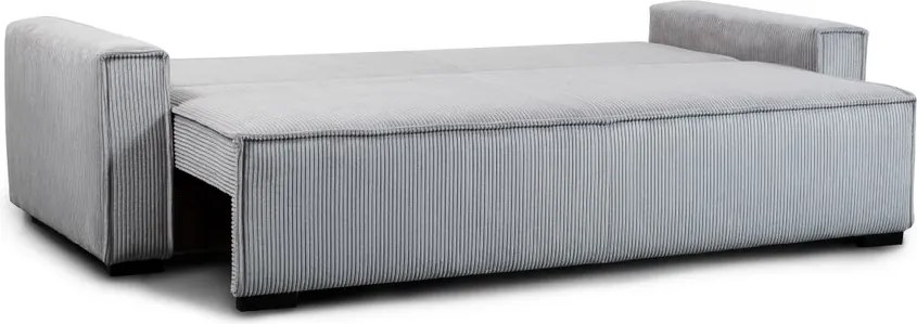 Canapea extensibila pentru trei persoane cu taburet SMART SET, gri deschis