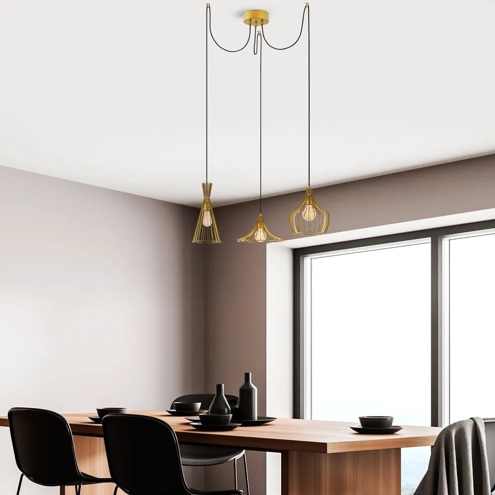 Lustră aurie cu abajur din metal Mezopotamya – Opviq lights