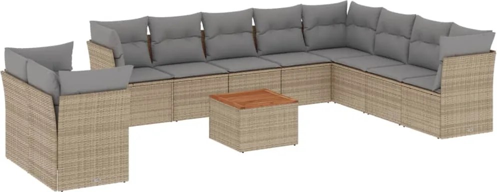 vidaXL Set canapele de grădină cu perne, 11 piese, bej, poliratan