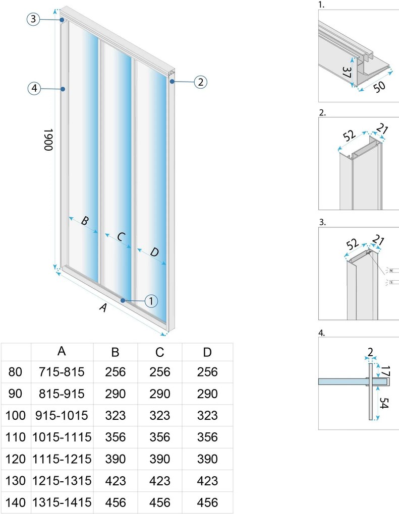 Usa pentru dus Rea Alex 100