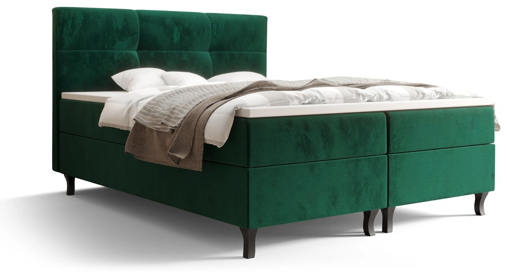 Pat matrimonial Boxspring 140 cm Lumba (măsliln) ( cu saltea și sp. depozitare). 1046674