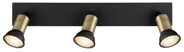 Spot DREW 3xGU10/35W/230V negru/alamă Globo 57998-3B