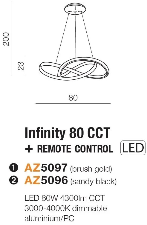Lustra LED cu telecomanda design modern INFINITY 80 CCT GO