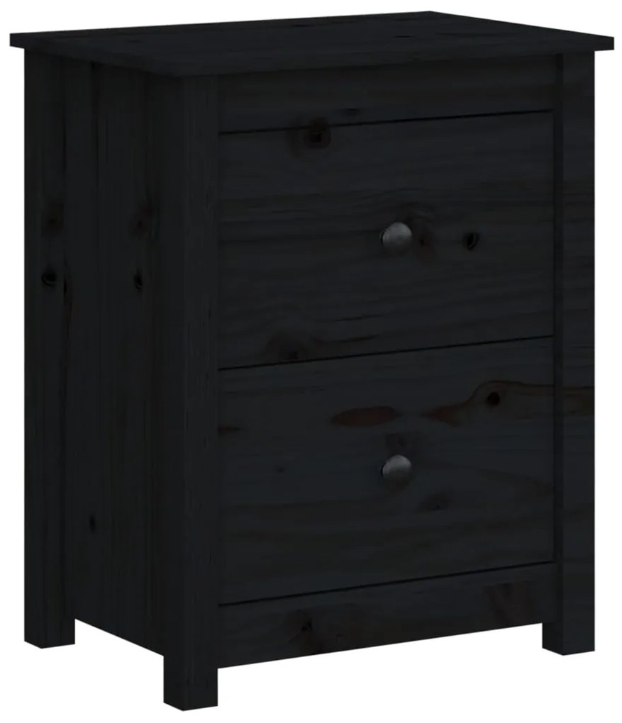 813687 vidaXL Dulap noptieră, negru, 50x35x61,5 cm, lemn masiv de pin