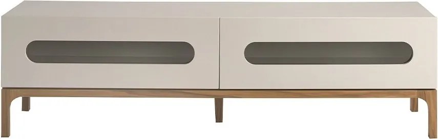 Comoda TV design modern cu iluminare interioara Gray and Walnut