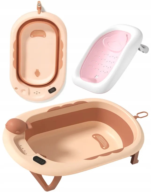 Baie pliabilă pentru copii VAIANA PREMIUM cu un șezlong - mai multe culori Gri