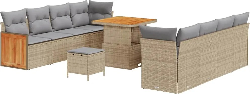 vidaXL Set de canapele pentru grădină 11 pcs Beige și gri deschis