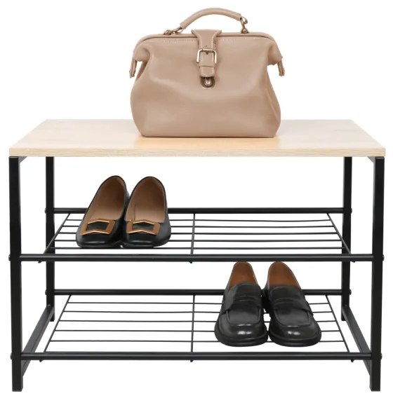 Suport Pantofi TADEO 2 Rânduri Negru/Natural
