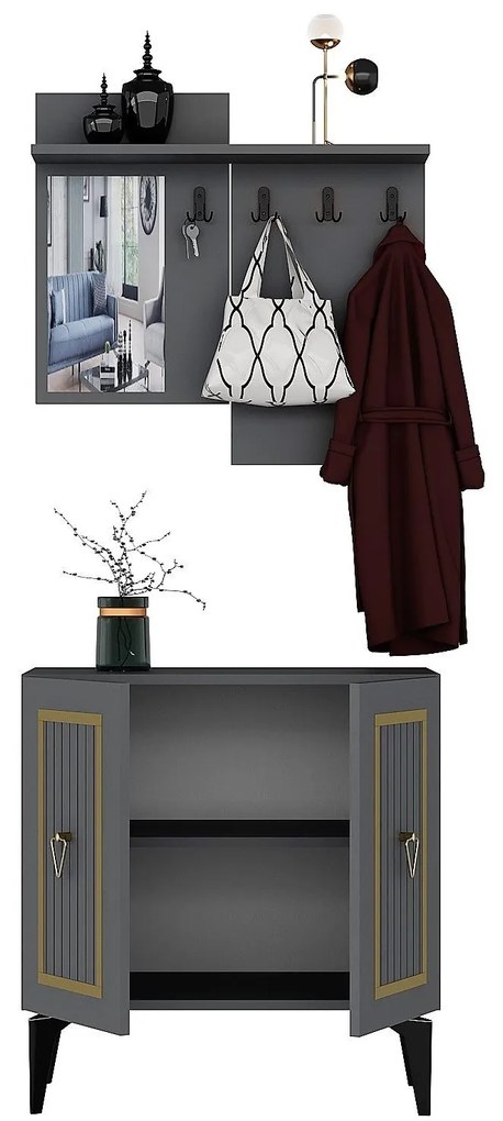 Mobilier Hol Tideno (antracit + auriu) . 1093900