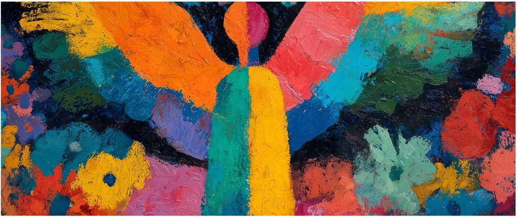 Tablou - Înger abstract cu flori (120x50 cm)
