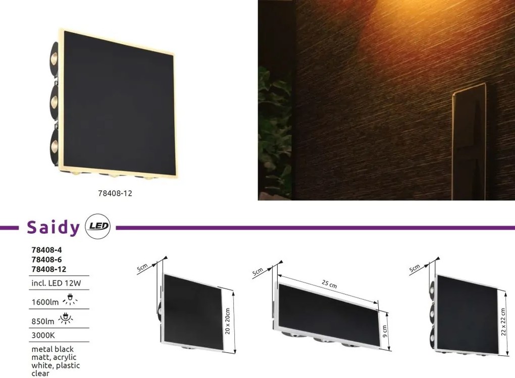 Aplica de perete LED SAIDY 25x9cm
