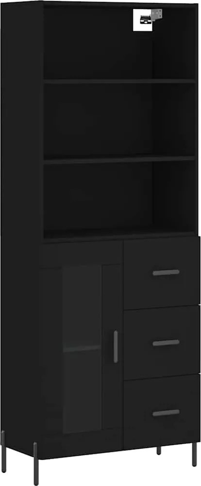 vidaXL Dulap înalt, negru, 69,5x34x180 cm, lemn compozit