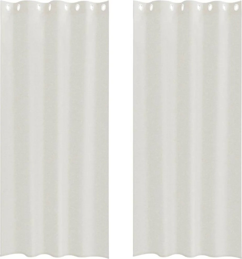 vidaXL Cortină din Voile cu perdele 2 pcs Crem 225 x 140 cm Poliester
