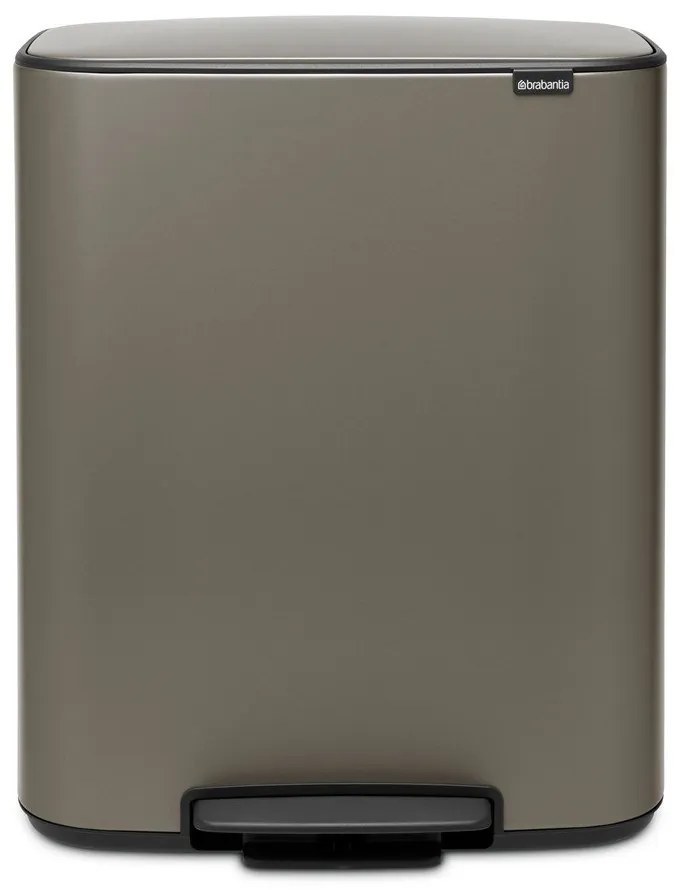 Coș de gunoi gri de reciclat/cu pedală din oțel 60 l Bo – Brabantia